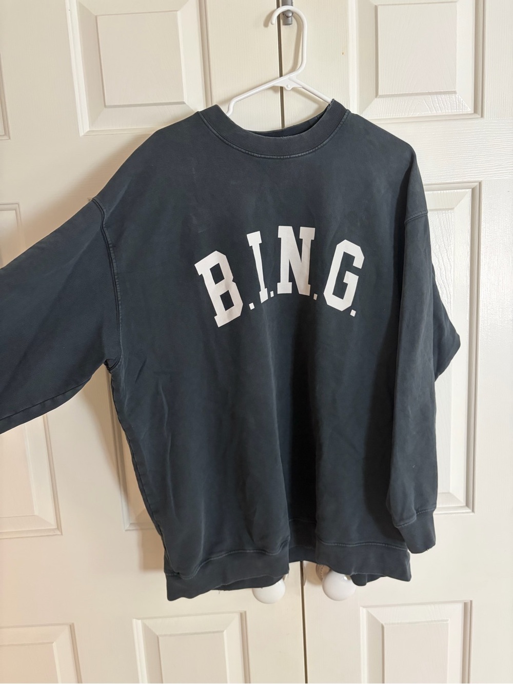 Anine Bing charcoal oversized crew neck sweatshirt